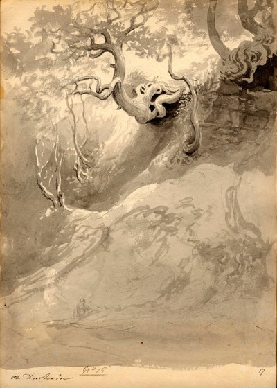 Erdős táj Durhamban (17) (tinta (fekete) és ceruza papíron) alkotó: John Glover